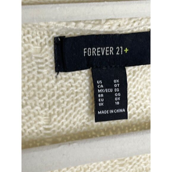 Forever 21 Plus Cream Knit Cardigan Puff Sleeve Button Front Sweater 0X - Picture 6 of 8